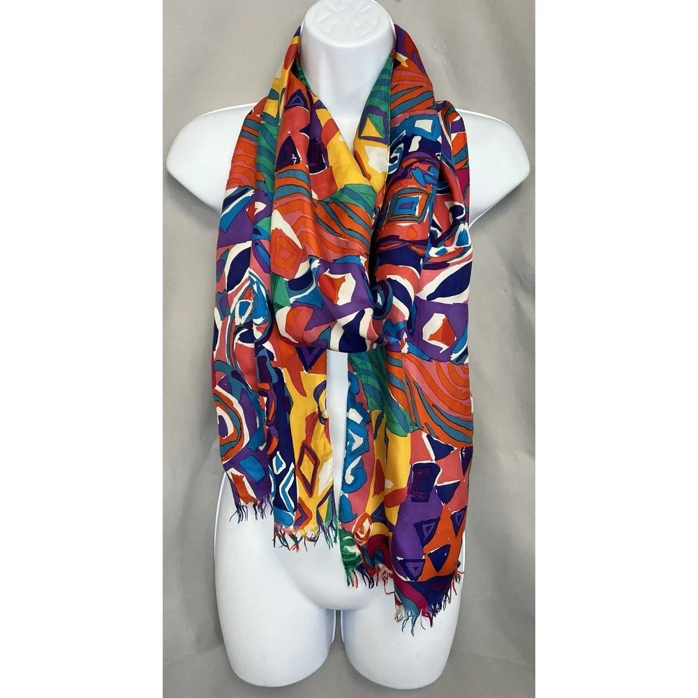 Vintage Scarf Design By Express‎ Silk Measuring 82